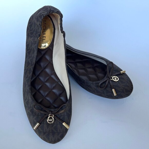 Michael Kors Brown Leather Ballerina Flats - Like New - Picture 2 of 5